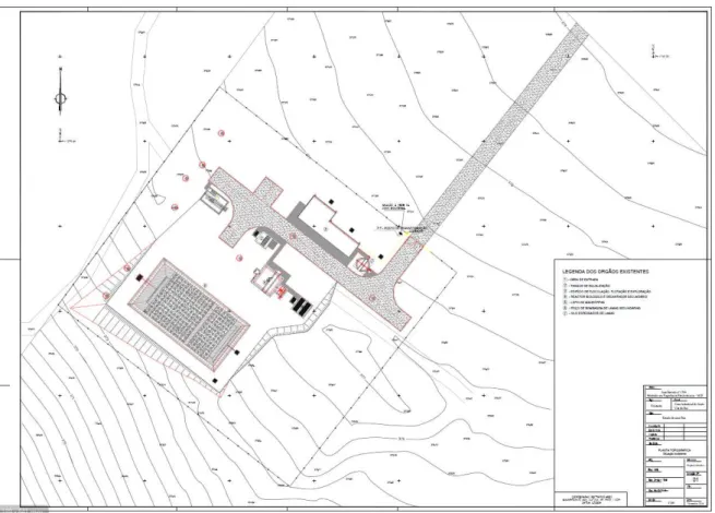 Figura 41 – Planta de implantação dos órgãos existentes da ETAR 