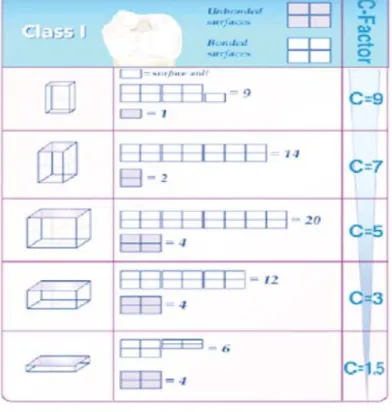Tabela 1 - Influência do Factor C com a conformação da cavidade  (Giachetti et al., 2006) 