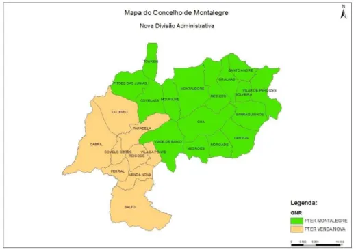 Figura n.º 2  –  Nova Divisão Administrativa do Concelho de Montalegre. 