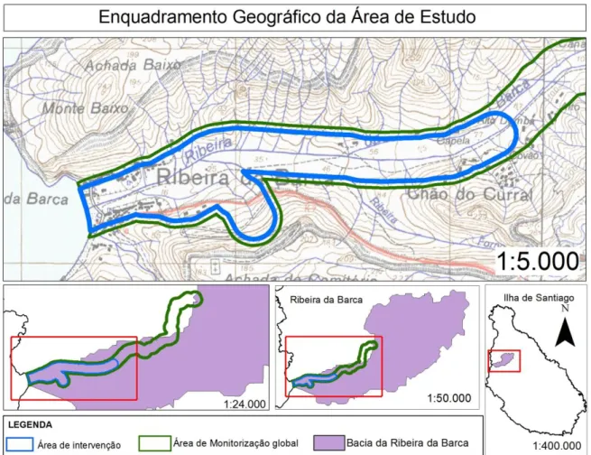Fig. 8 - Localização da área de estudo na  Bacia hidrográfica da Ribeira da Barca 