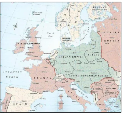 Figura nº 14 - Mapa político da Europa a 11 de Novembro de 1918 202 .  Fonte: (Swanston e Swanston, 2008, p.11)