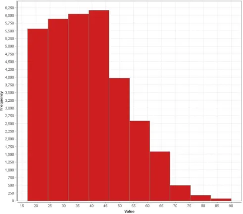 Figure 4.1: Age attribute values frequency