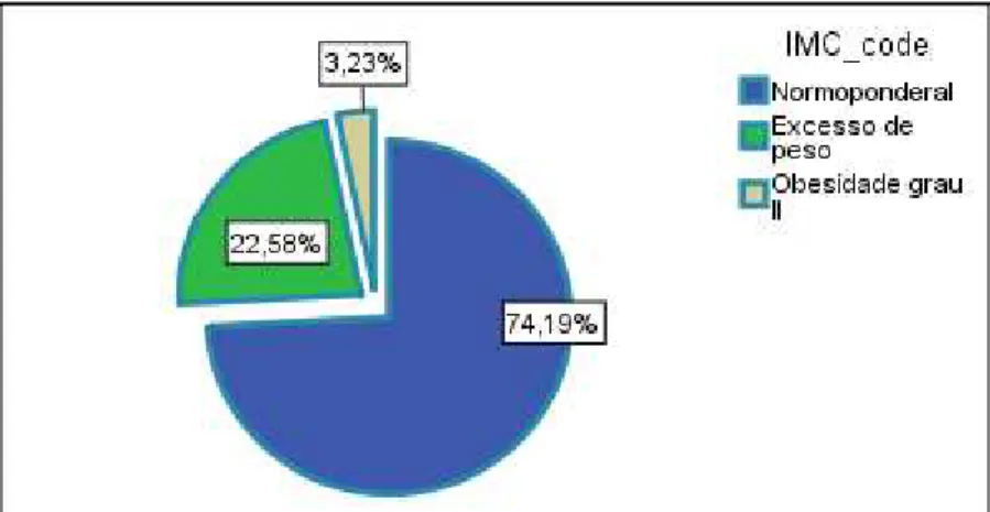 Figura 8: Gráfico de distribuição percentual do IMC dos participantes  