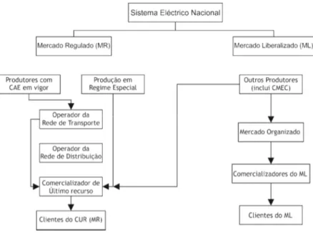 Figura 3.2 Actual organização do Sistema Eléctrico Português. 
