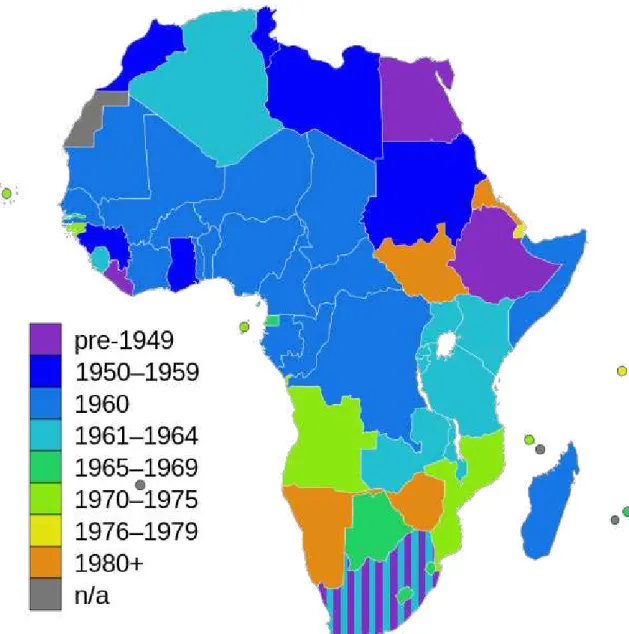 Figura nº 4 – Descolonização dos países africanos por anos 