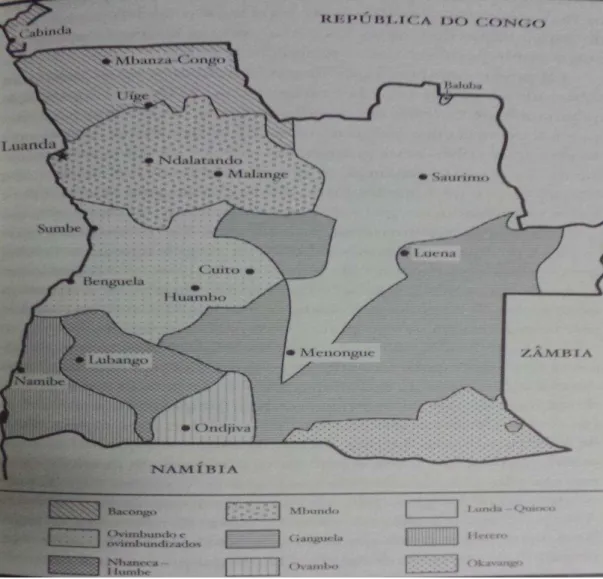 Figura nº 9 – Mapa etnolinguístico de Angola 