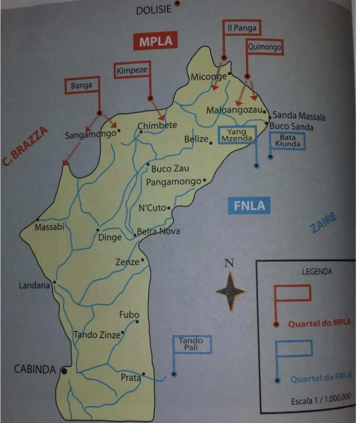 Figura nº 11 – Localização das bases do MPLA na zona norte 