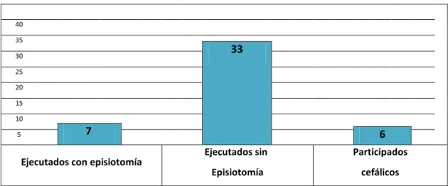 Gráfico 2. Número de partos ejecutados y participados en la práctica clínica. 