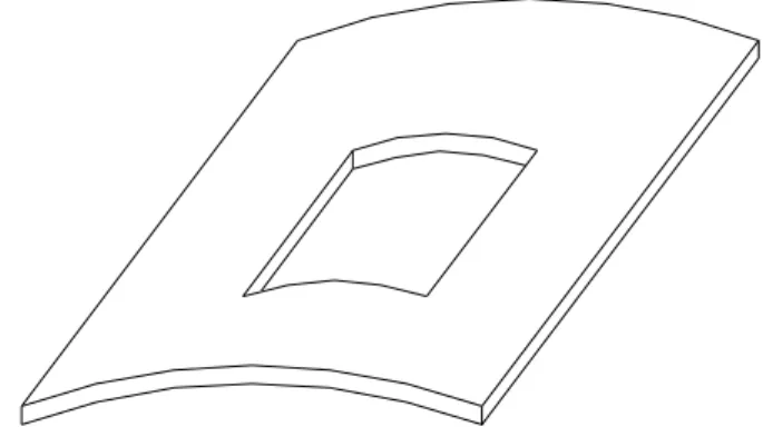 Figura 2. Painel cilíndrico com furo quadrado central. 