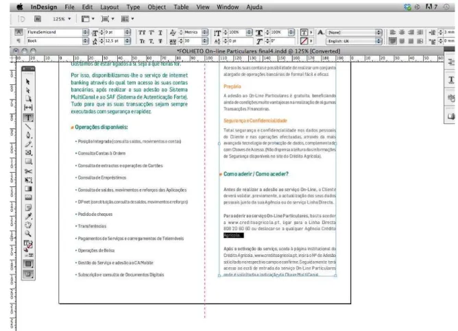 Figura 23 -  Exemplo da configuração de um texto com “viúva” no Adobe® InDesign.