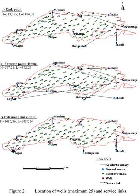 Figure 2:  Location of wells (maximum 25) and service links. 