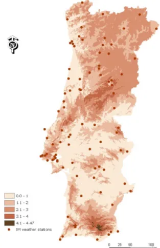 Figure 1. Map of uncertainty of estimation concerning AAT during the 1961–1990 period