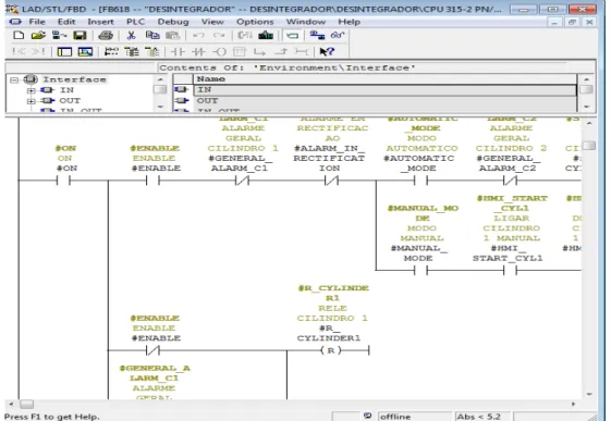 Figura 4.5: Excerto da função de controlo do desintegrador. 