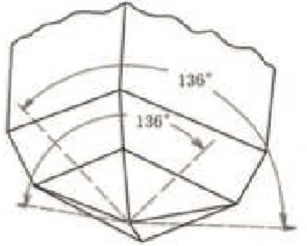 Figura 2 - Forma diamantada do indentador do teste de  dureza de Vickers  