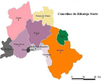 Figura 1- Concelhos do Ribatejo Norte  Fonte: DRAPLVT – Informação disponível em 2010 