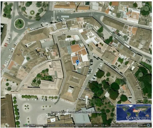 Fig. 4 - Localização do sítio do Quintal da Judiciária na zona da Vila Adentro  (Google Earth)