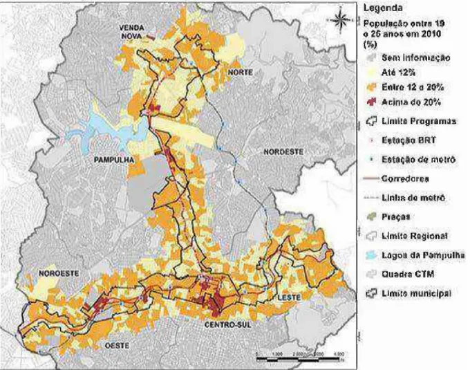 Figura 11: Imagem ilustrativa da composição dos eixos norte e leste-oeste, que compõem a OUC - ACLO em Belo Horizonte