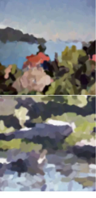 Figure 8. Created background images: lake (top) and seals (bottom).