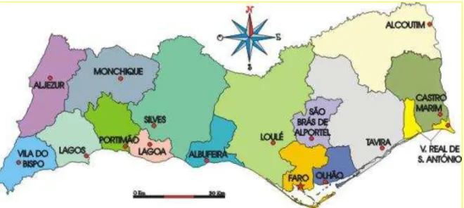 Figura 7 - Mapa geográfico do Algarve 