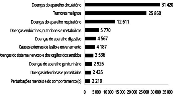 Figura 2 – Principais causas de mortalidade em 2013 e nº de óbitos por elas causado. 