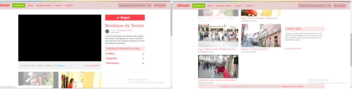 Figura 42. Imagem ilustrativa da página oficial de Vimeo da marca Boutique da Tereza. 