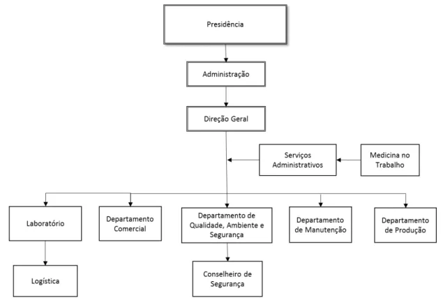 Figura 2-1– Representação do organograma funcional da EGEO Solventes. 
