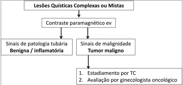 Figura 10 – Abordagem diagnóstica das lesões quísticas complexas ou mistas em RM.