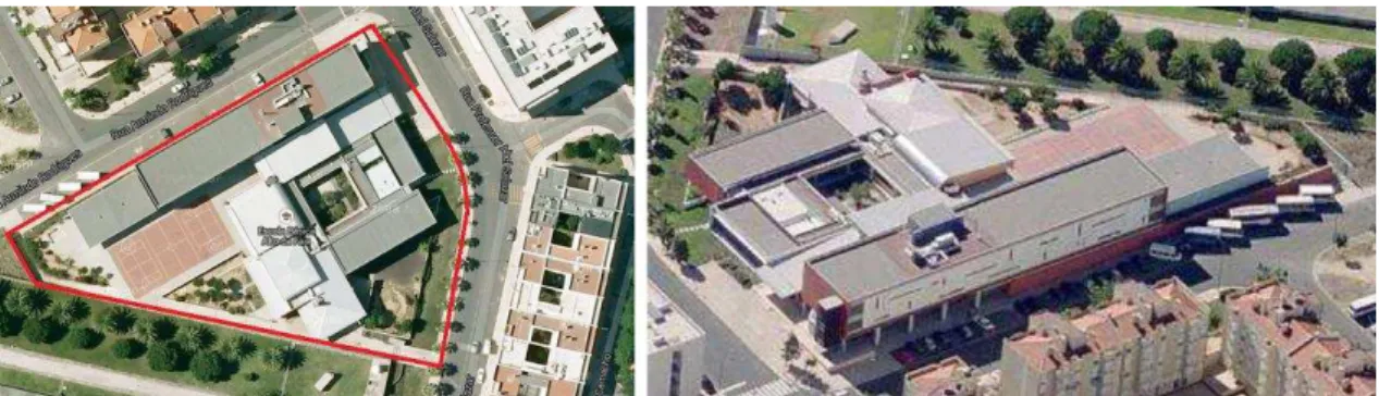 Figura 3.1 - Localização e delimitação da Escola básica do Alto da Faia (fonte: Google Earth, 2013)