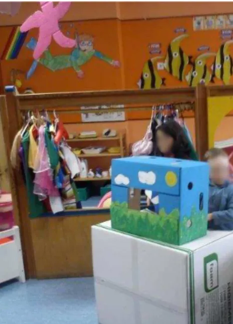 Figura 11 – Crianças a apresentarem  pequeno teatro de fantoches aos colegas