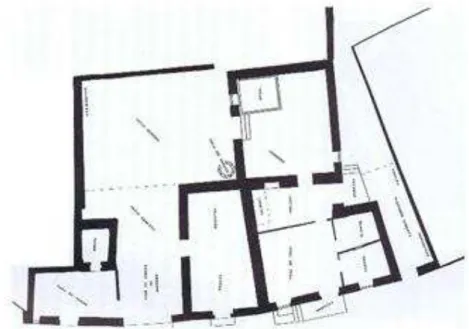 Figura 39 – Planta de antiga casa de habitação e lavoura, recuperada em 1992 para Casa-Museu de  Aljustrel  [Abrantes, Joaquim Roque (1993)] 