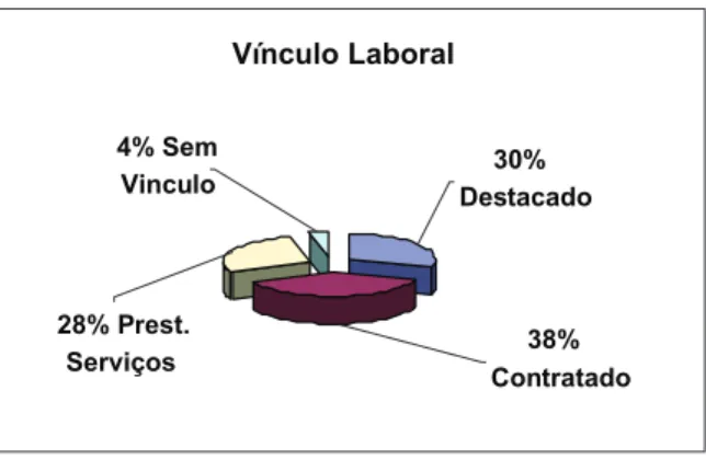 Figura 5 – Distribuição dos profissionais das EID de Portalegre em função do tipo de situação contratual