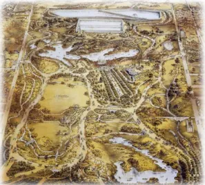 Figura 10 - Vista aérea do Central Park, por John  Bachman, 1859. Fonte: Blog Moon River, mapping,  2007, imagem