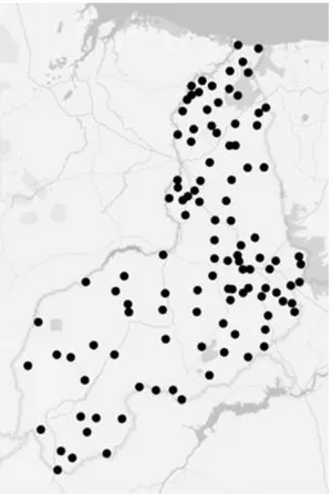 Figura 1 - Municípios que fecharam escolas do  campo no estado do Piauí. 