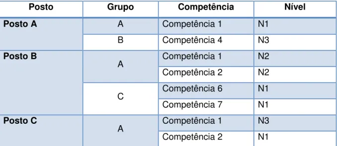 Tabela 3  –  Modelo de perfil de posto (fonte: autor) 