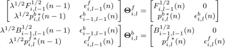 TABLE I: Summary of the modular multichannel QR-RLS algorithm in array form (MQR)