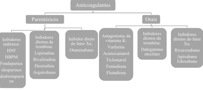 Figura 5 – Anticoagulantes parentéricos e orais. 