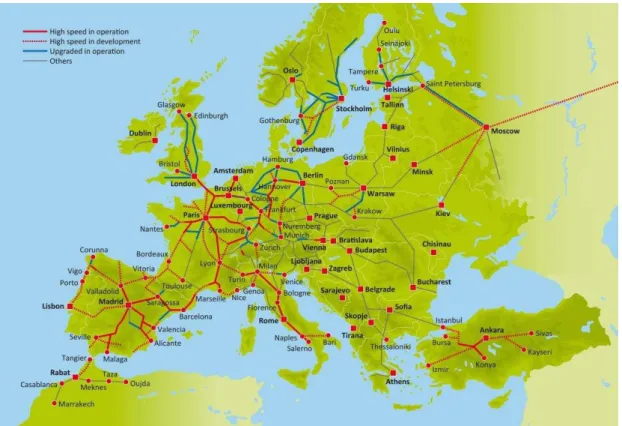 Fig. 1 – Mapa Europeu da Rede de Alta Velocidade  [4] 