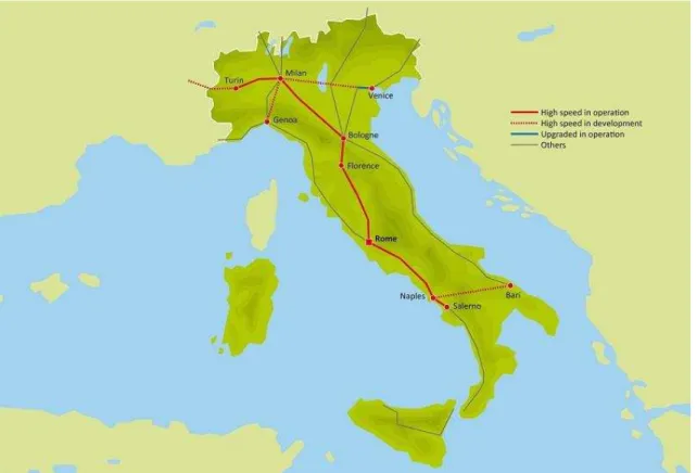 Fig. 4 - Mapa Italiano Rede de Alta Velocidade  [4] 