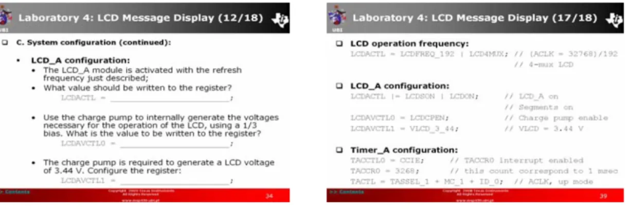 Figure 3 – Slides of the laboratory included in the LCD Controller section. 