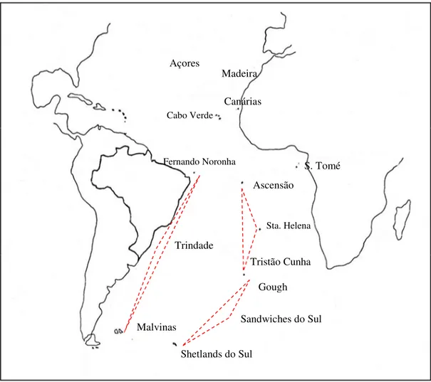 Figura nº 2 – “Trampolins Insulares” no Atlântico Sul 