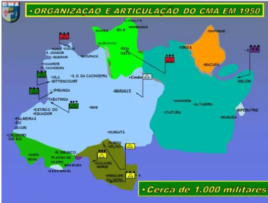 Figura nº 4 - Organização e articulação do Comando Militar da Amazónia (CMA) em 1950. 