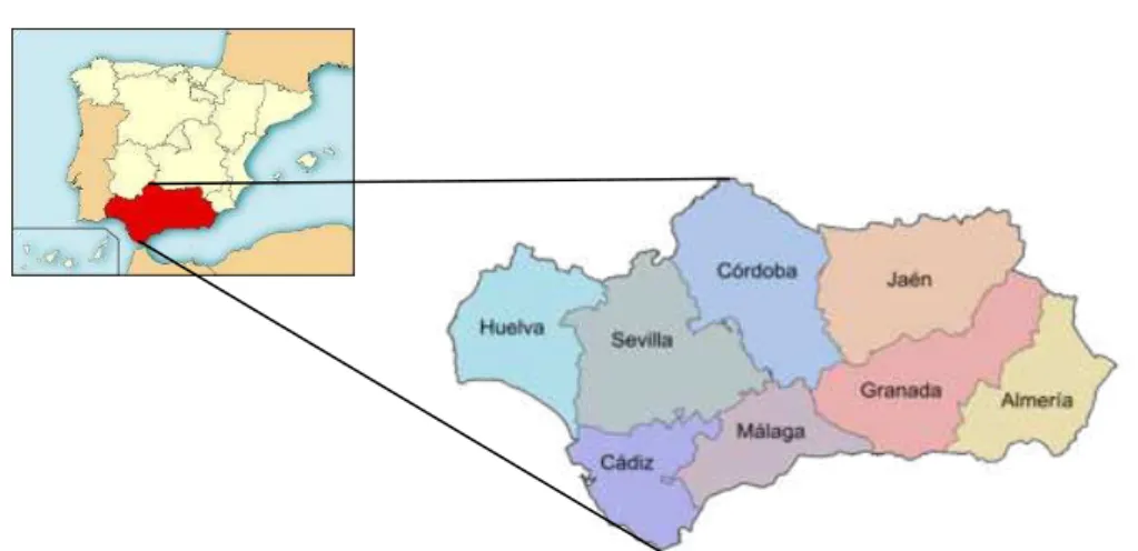 Figura 2 – Mapa da Região da Andaluzia 