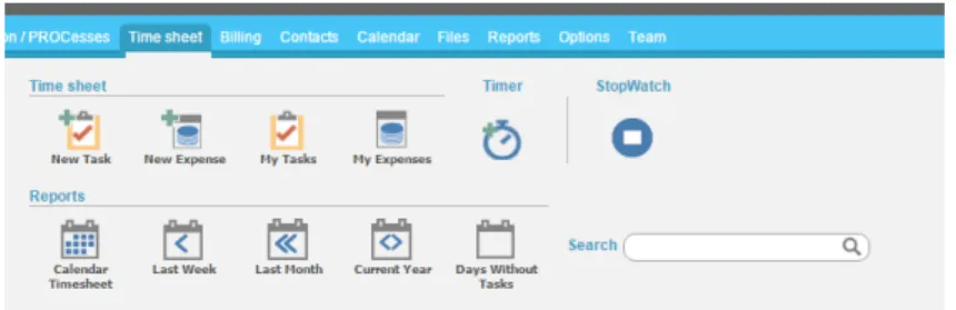 Figura 10 - Menu da Timesheet 