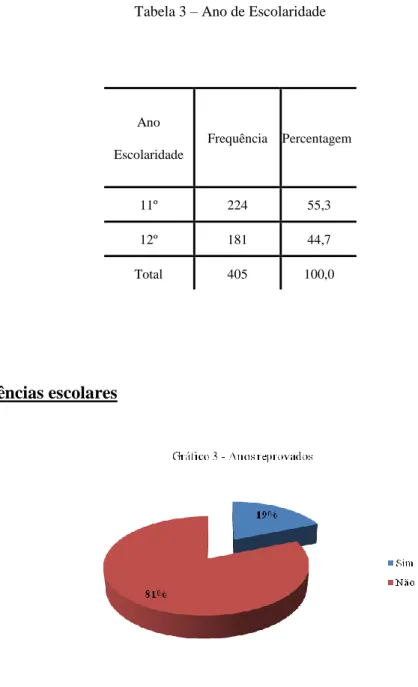 Tabela 3 – Ano de Escolaridade 