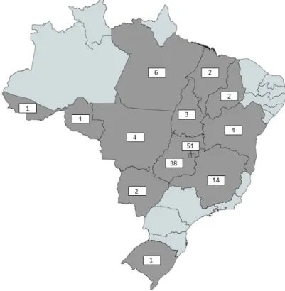 Figura 1: Distribuição geográfica dos pacientes por unidade da Federação. 