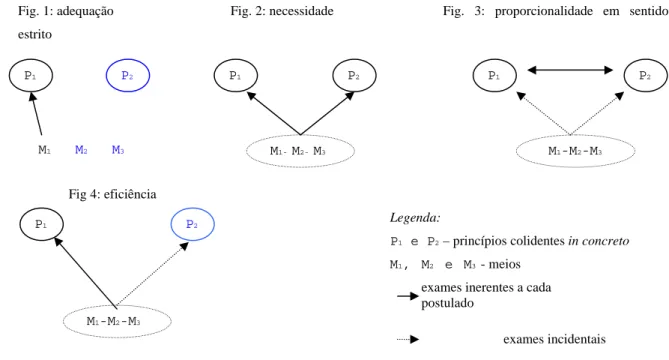 Fig. 1: adequação    Fig. 2: necessidade  Fig. 3: proporcionalidade em sentido 