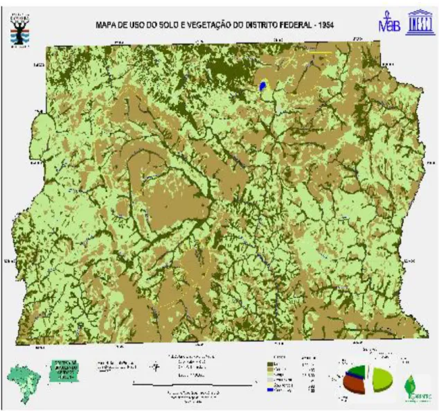 Figura 2 – Mapa de uso do solo e vegetação no Distrito federal em 1954.  