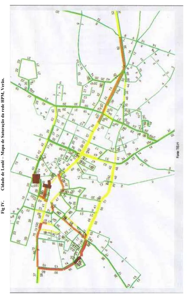 Fig IV. Cidade de Loulé – Mapa de Saturação da rede HPM, Verão. 