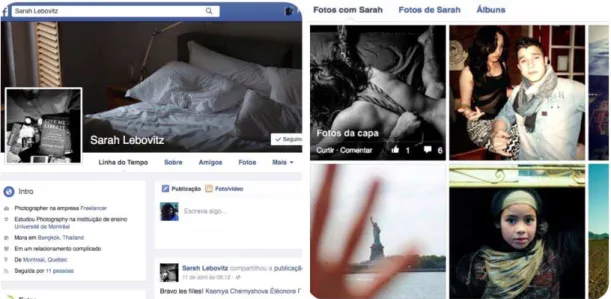 Figure 3 ‒ Facebook profile, Sarah Lebovitz character. Source: Screen Image Elaborated by the Authors