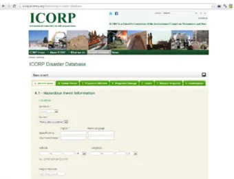 Figure 3. Main screen of the ICORP Disaster Database  3.2  Do we understand and know the risks to our cultural  heritage? 